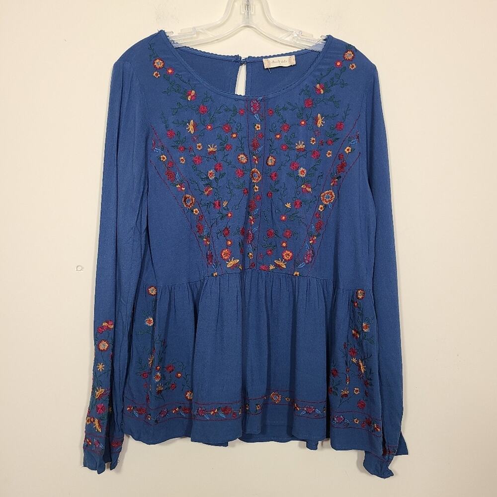 Altar'd State Embroidered Long Sleeves Boho Blouse